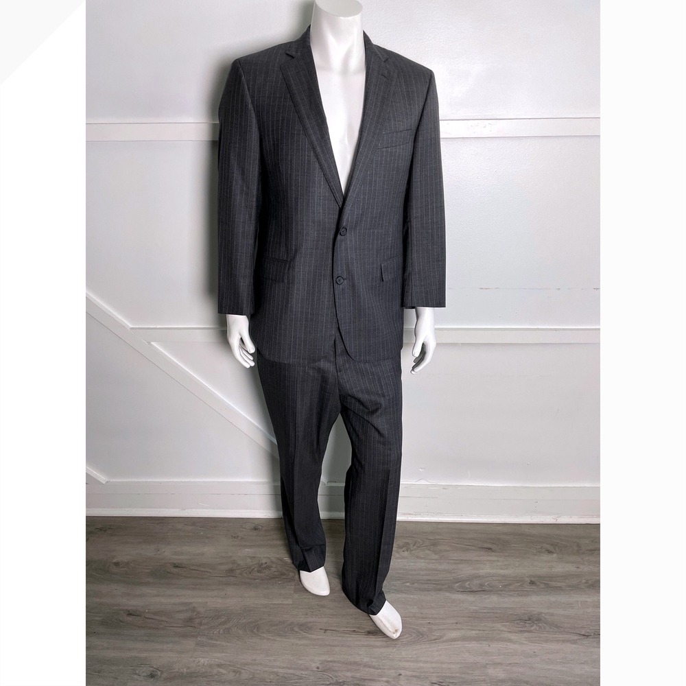 Brooks Brothers 1818 Regent Suit Mens 42R W36 Charcoal Grey Pinstripe Wool 2pc